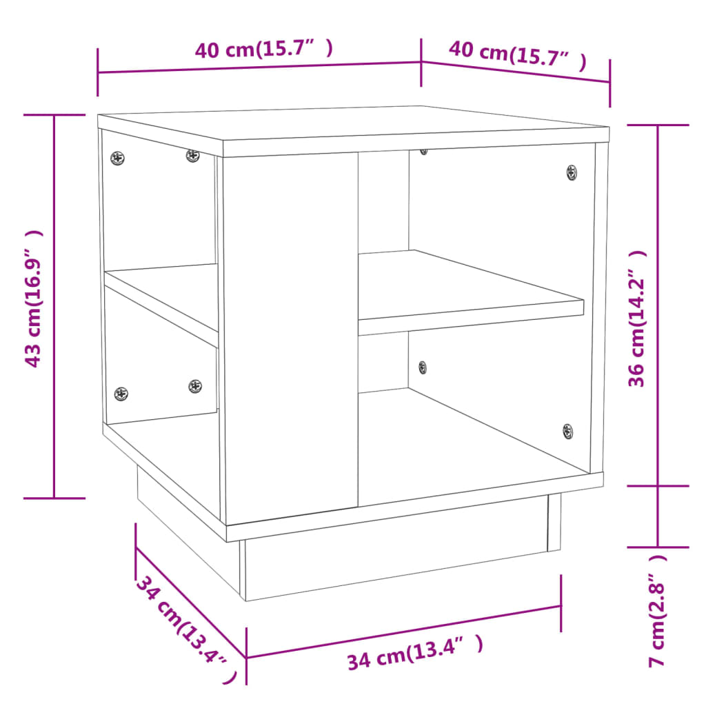 Tavolino da Salotto Bianco 40x40x43 cm in Legno Multistrato | homemem39