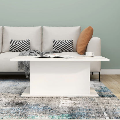 Tavolino da Salotto Bianco Lucido 102x55,5x40 cm in Truciolato | homemem39