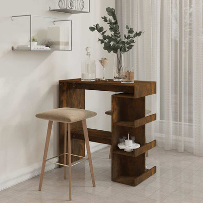 Tavolo Bar con Ripiani Rovere Fumo 100x50x101,5cm in Truciolato