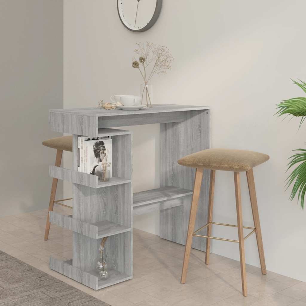 Tavolo Bar con Ripiano Grigio Sonoma 100x50x101,5 cm