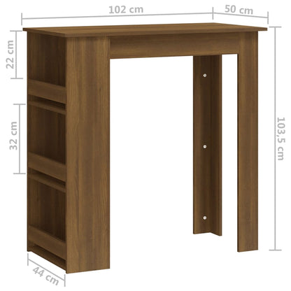 Tavolino da Bar con Ripiani Marrone Rovere 102x50x103,5 cm | homemem39