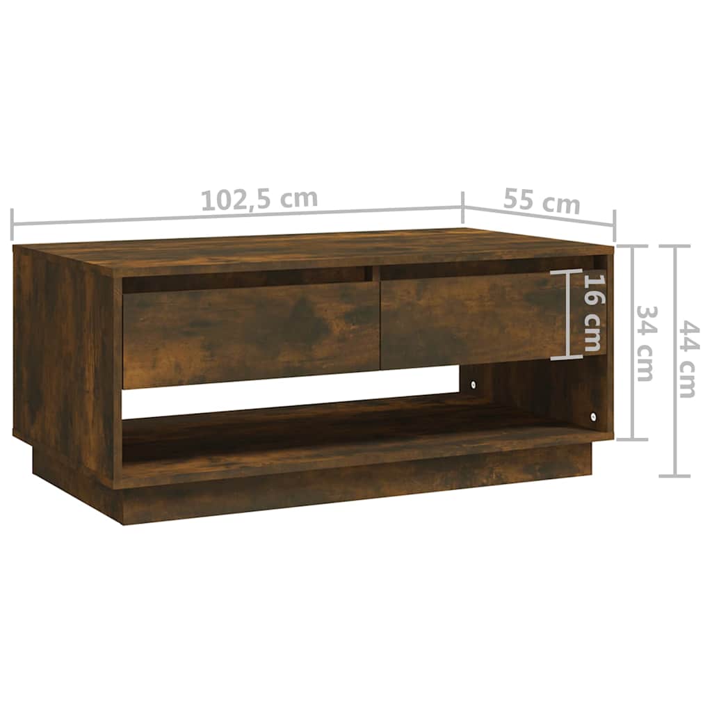 Tavolino da Salotto Rovere Fumo 102,5x55x44 cm in Truciolato