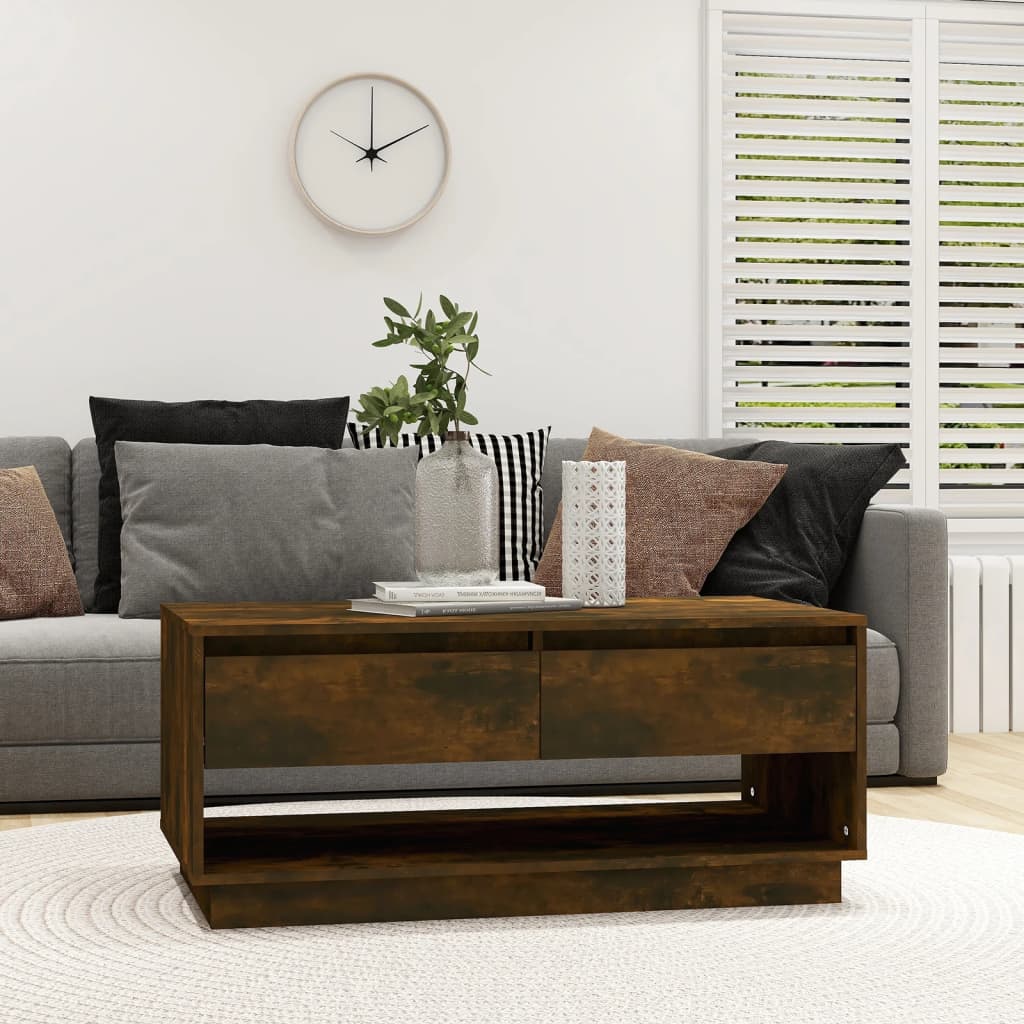 Tavolino da Salotto Rovere Fumo 102,5x55x44 cm in Truciolato | homemem39