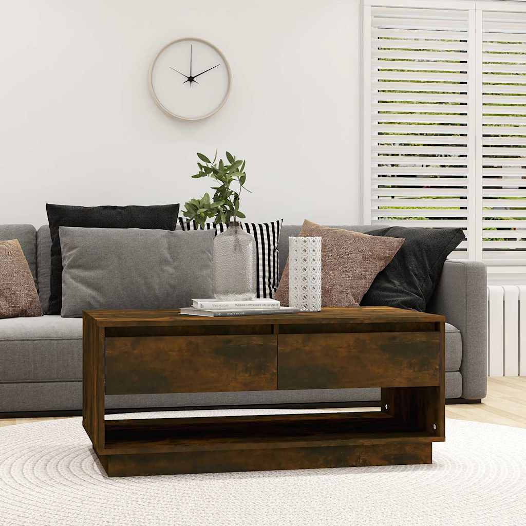 Tavolino da Salotto Rovere Fumo 102,5x55x44 cm in Truciolato