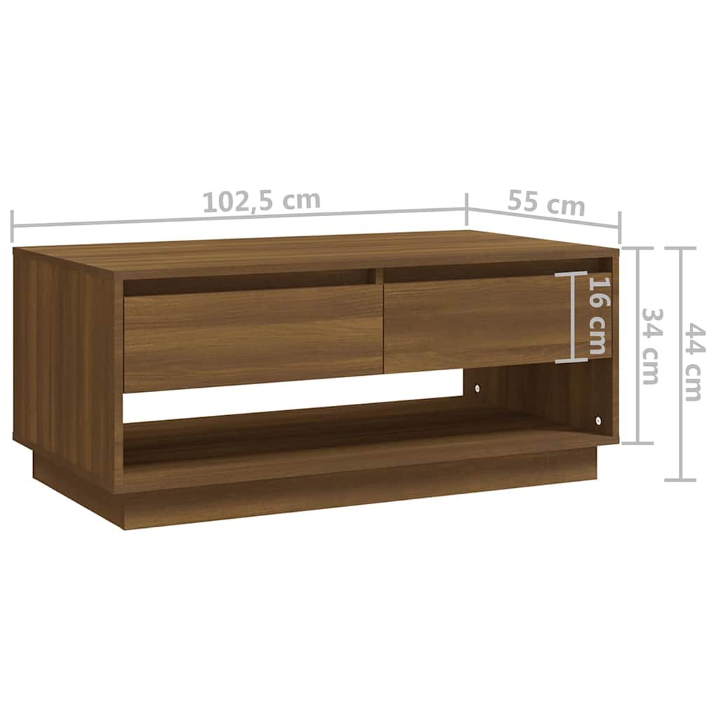 Tavolino da Salotto Marrone Rovere 102,5x55x44 cm in Truciolato
