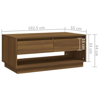 Tavolino da Salotto Marrone Rovere 102,5x55x44 cm in Truciolato