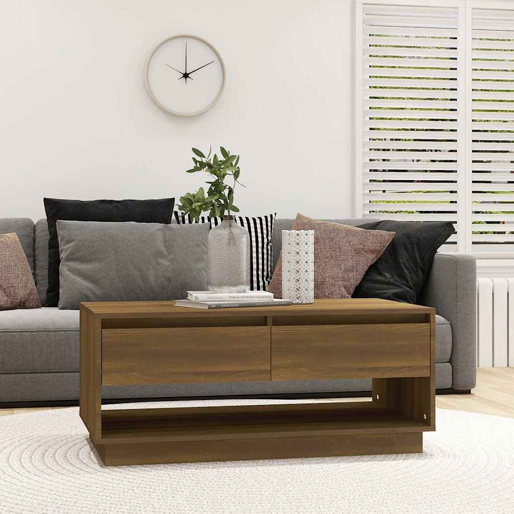 Tavolino da Salotto Marrone Rovere 102,5x55x44 cm in Truciolato