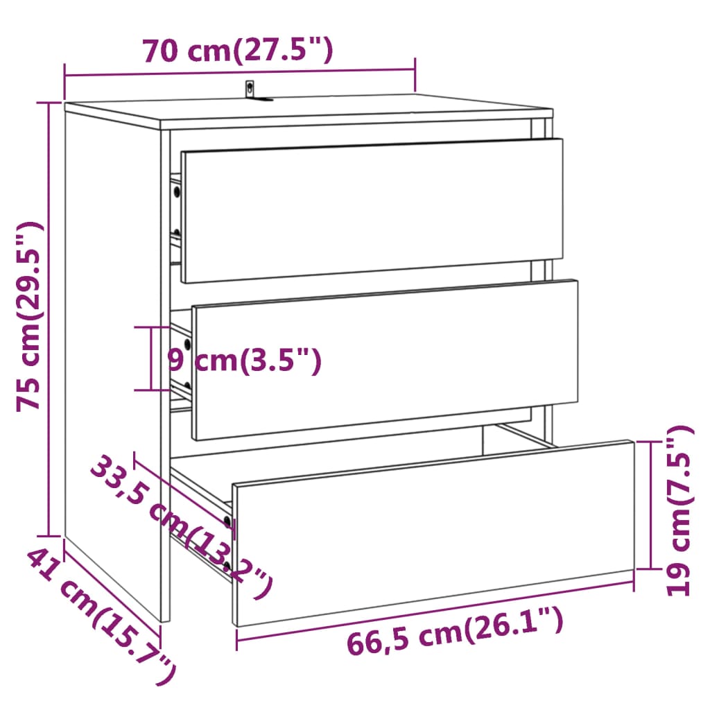 Credenza Rovere Marrone 70x41x75 cm in Truciolato - homemem39