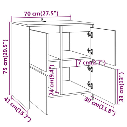 Credenza Rovere Fumo 70x41x75 cm in Truciolato