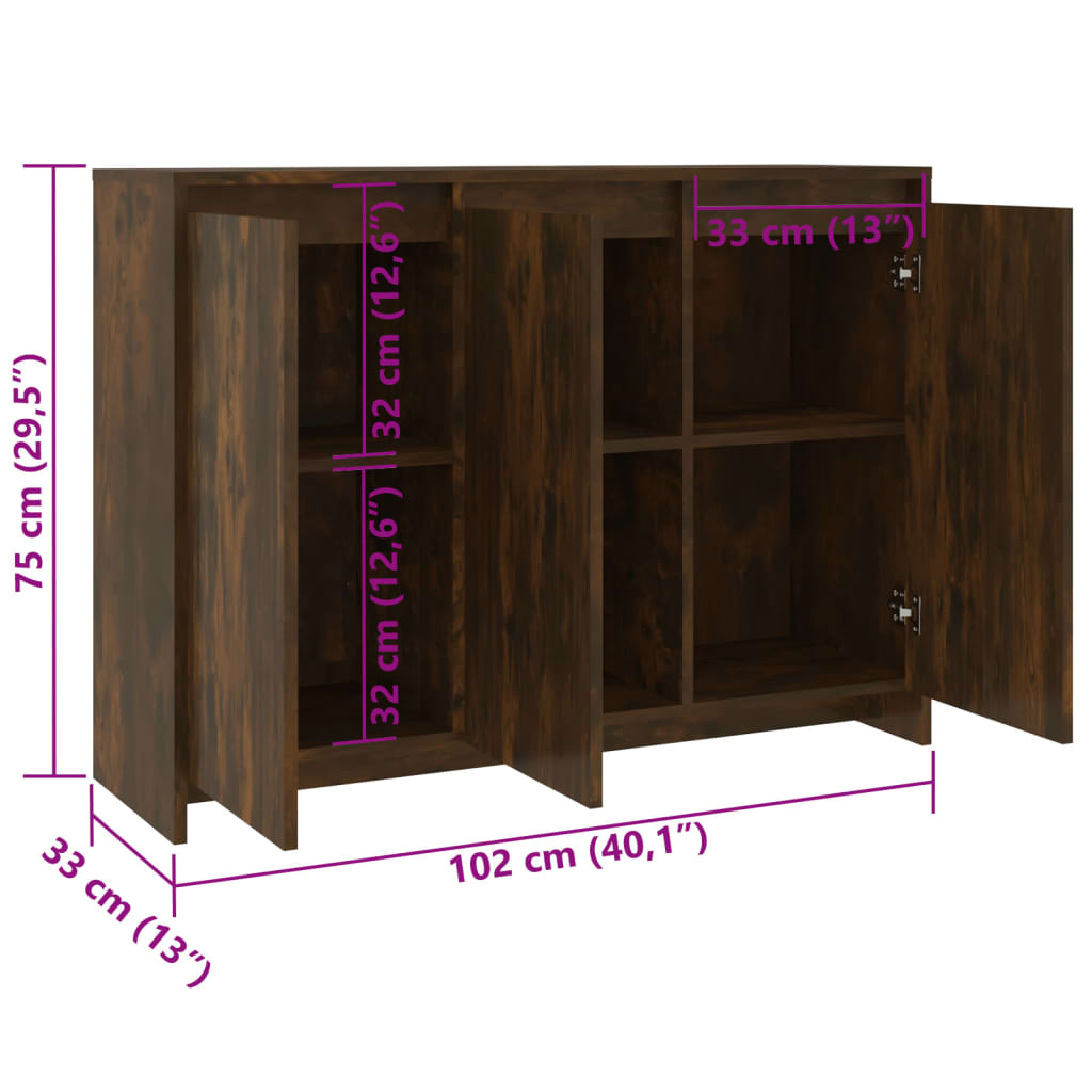 Credenza Rovere Fumo 102x33x75 cm in Truciolato | homemem39