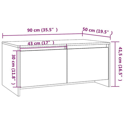 Tavolino da Salotto Grigio Sonoma 90x50x41,5 cm in Truciolato