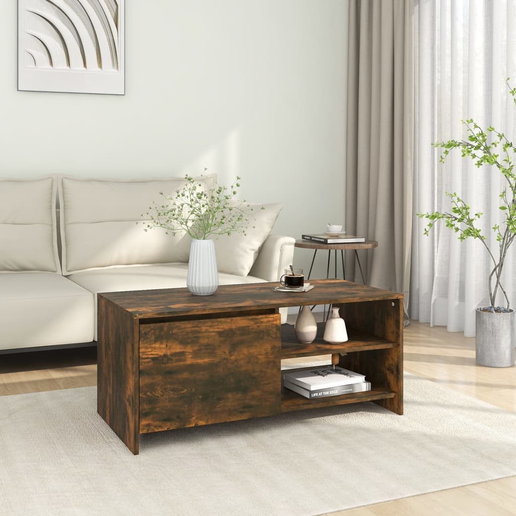 Tavolino da Salotto Rovere Fumo 102x50x45 cm Legno Multistrato | homemem39