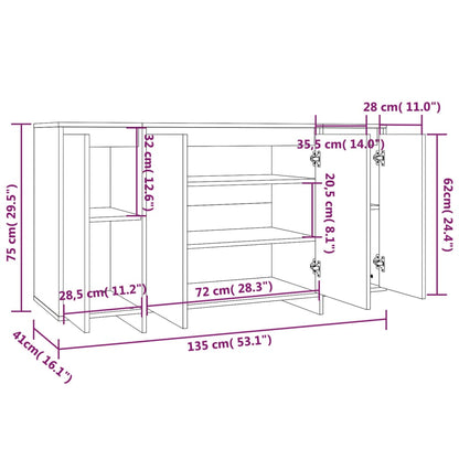 Credenza Grigio Sonoma 135x41x75 cm in Truciolato - homemem39