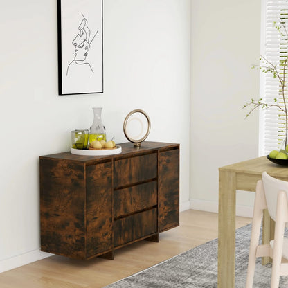 Sideboard mit 3 Schubladen, geräucherte Eiche, 120 x 41 x 75 cm, Sperrholz