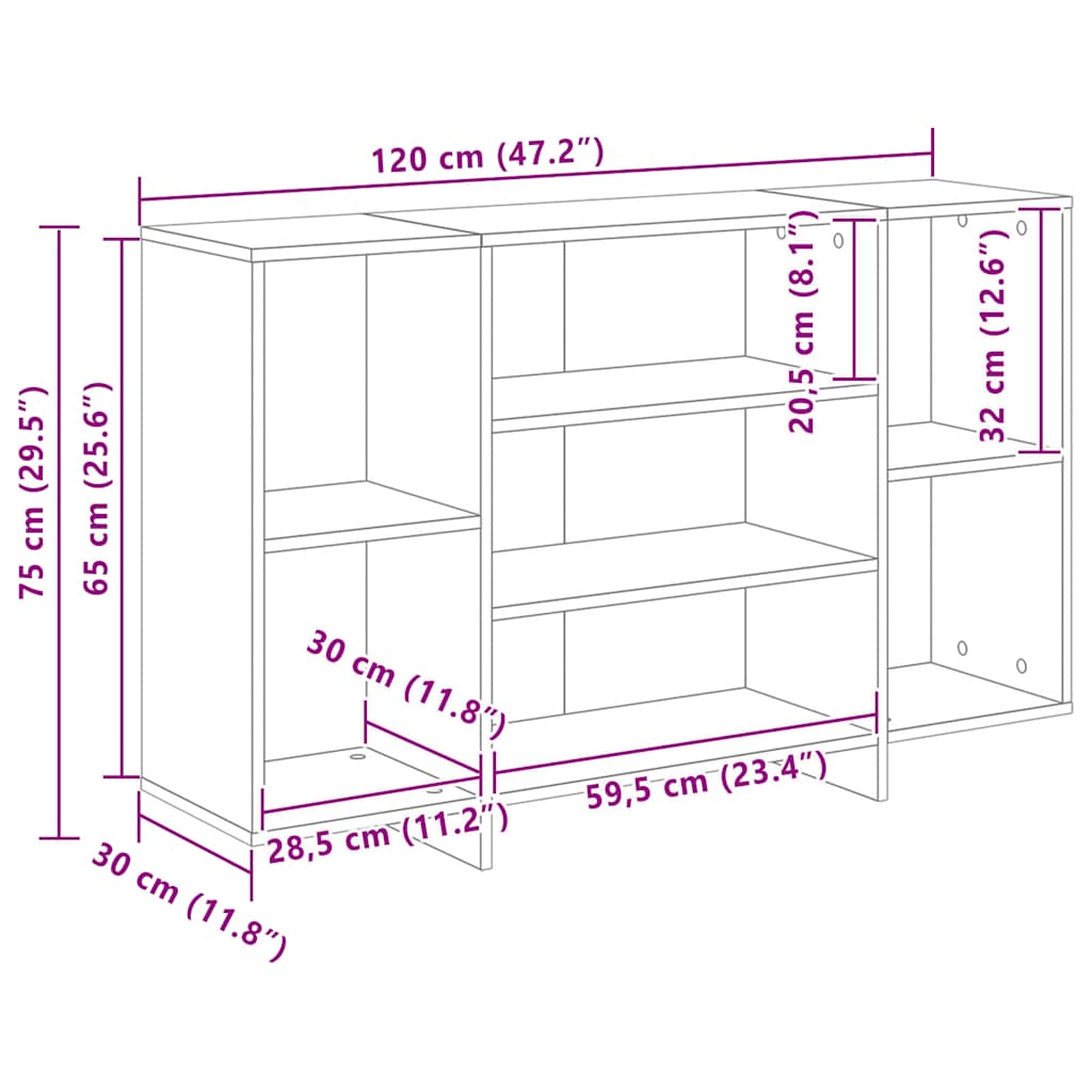 Credenza Rovere Fumo 120x30x75 cm in Truciolato - homemem39