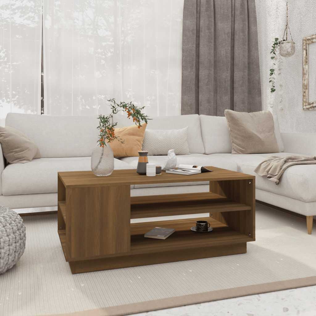 Tavolino da Salotto Rovere Marrone 102x55x43 cm in Truciolato | homemem39