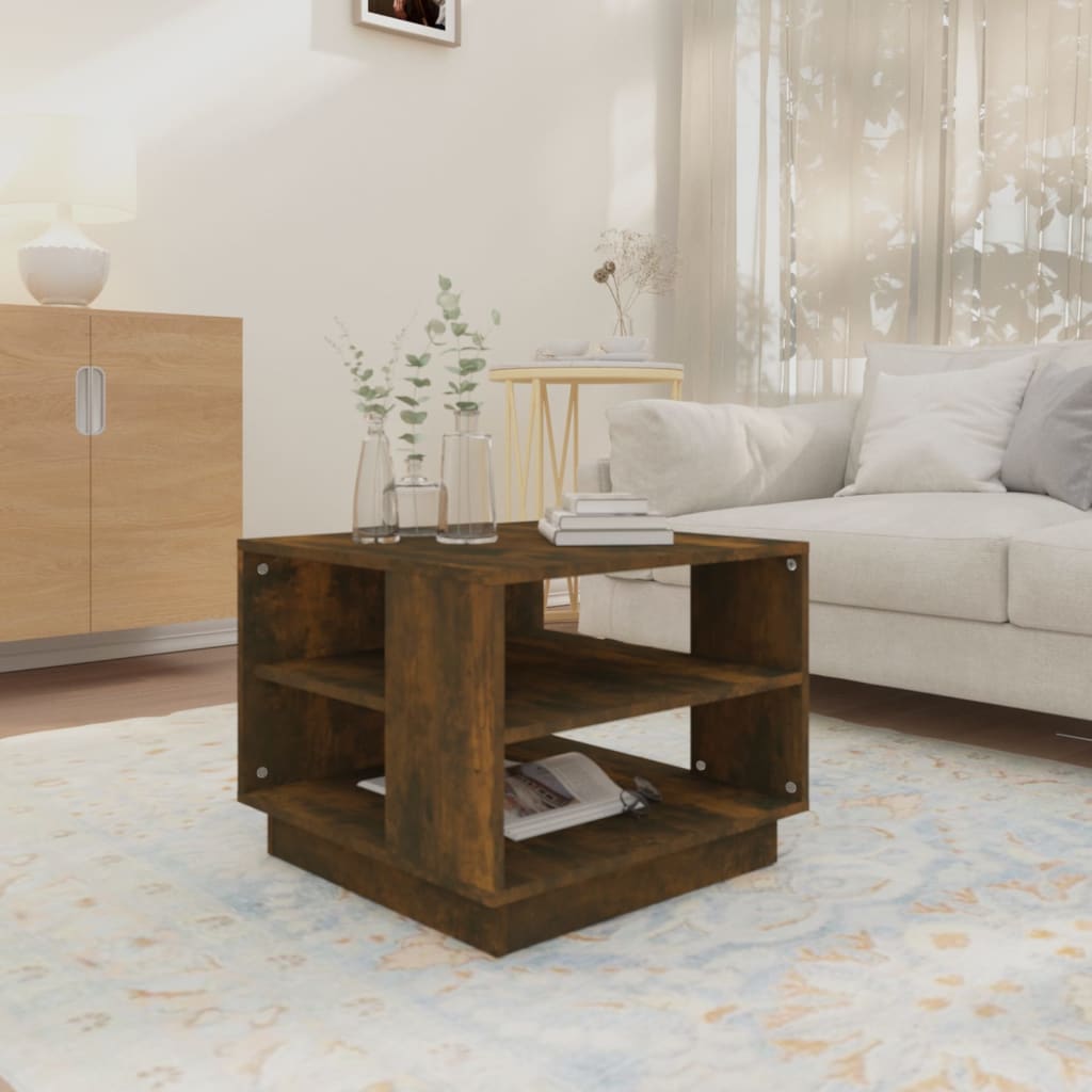 Tavolino da Salotto Rovere Fumo 55x55x43 cm in Truciolato | homemem39