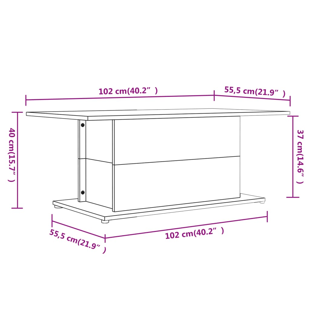 Tavolino da Salotto Grigio Sonoma 102x55,5x40 cm in Truciolato | homemem39