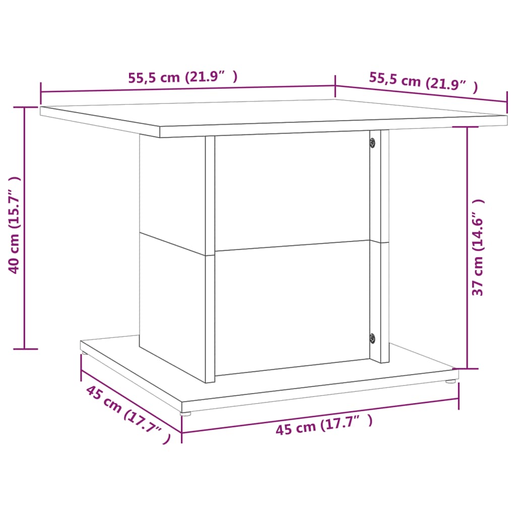 Tavolino Salotto Rovere Fumo 55,5x55,5x40cm Legno Multistrato | homemem39
