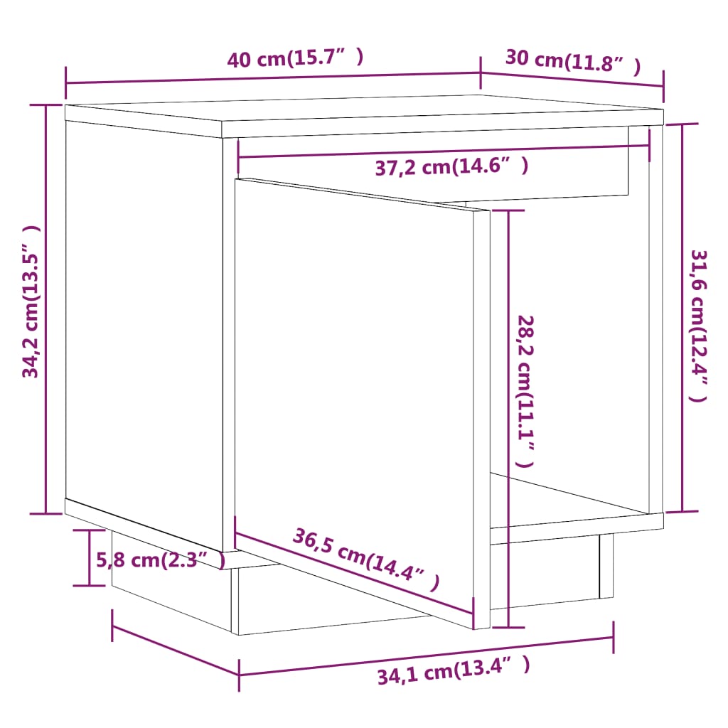 Comodino Bianco 40x30x40 cm in Legno Massello di Pino - homemem39