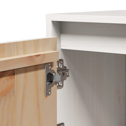 Comodino Bianco 40x30x40 cm in Legno Massello di Pino - homemem39