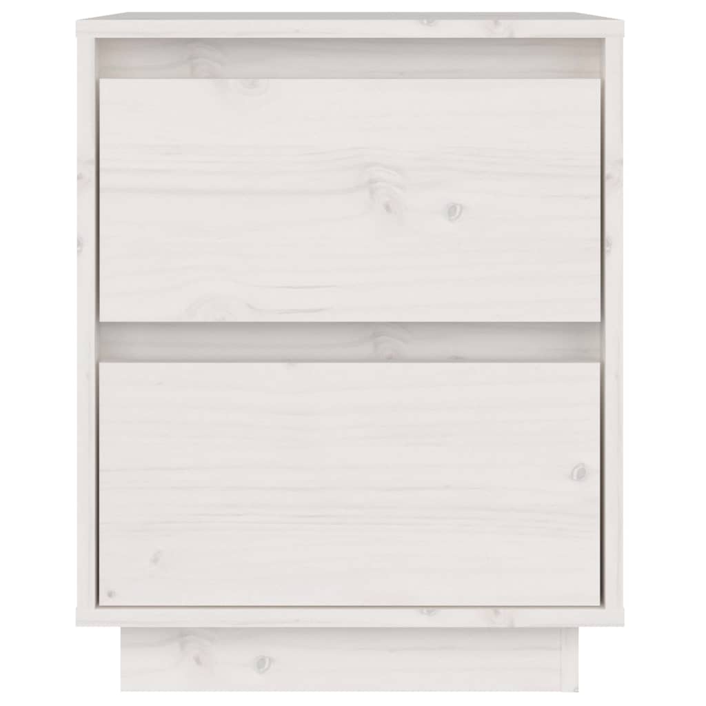 Comodino Bianco 40x35x50 cm in Legno Massello di Pino - homemem39
