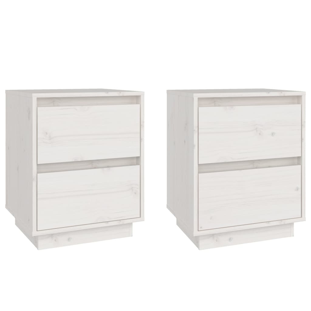 Comodini 2 pz Bianchi 40x35x50 cm in Legno Massello di Pino | homemem39