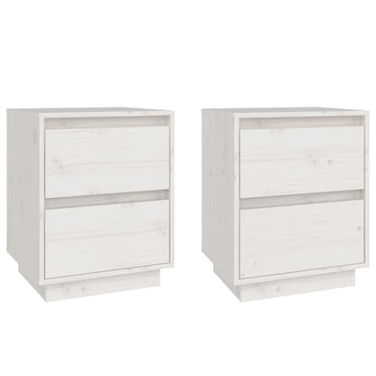 Comodini 2 pz Bianchi 40x35x50 cm in Legno Massello di Pino | homemem39