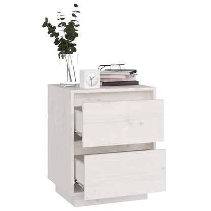 Comodini 2 pz Bianchi 40x35x50 cm in Legno Massello di Pino | homemem39