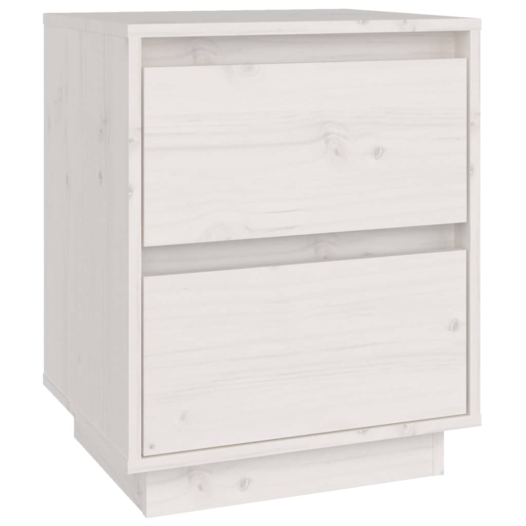 Comodini 2 pz Bianchi 40x35x50 cm in Legno Massello di Pino | homemem39