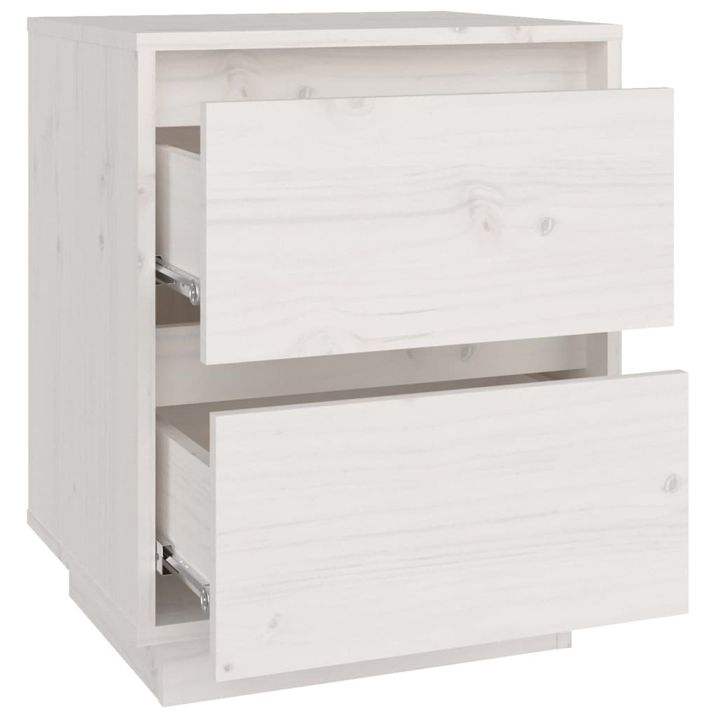 Comodini 2 pz Bianchi 40x35x50 cm in Legno Massello di Pino | homemem39