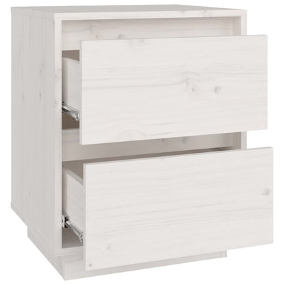 Comodini 2 pz Bianchi 40x35x50 cm in Legno Massello di Pino | homemem39