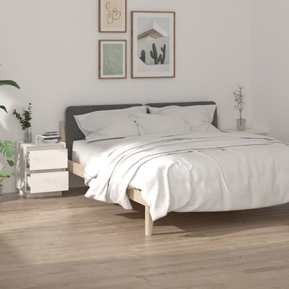 Comodini 2 pz Bianchi 40x35x50 cm in Legno Massello di Pino | homemem39