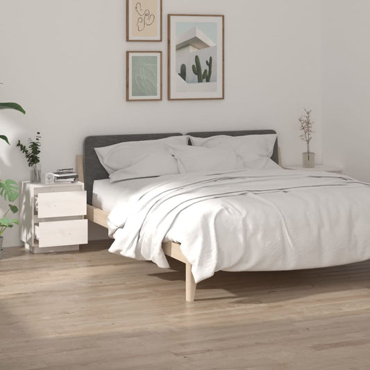 Comodini 2 pz Bianchi 40x35x50 cm in Legno Massello di Pino | homemem39