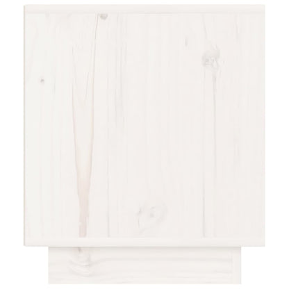 Comodino Bianco 40x34x40 cm in Legno Massello di Pino