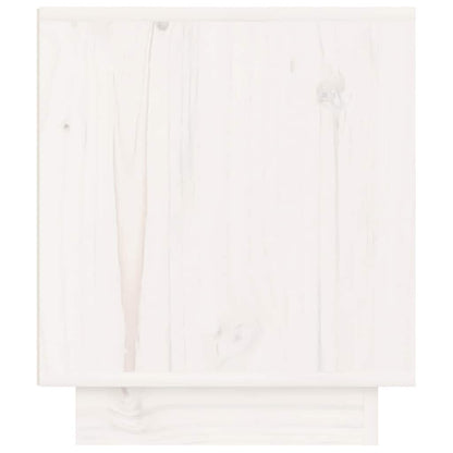 Comodino Bianco 40x34x40 cm in Legno Massello di Pino