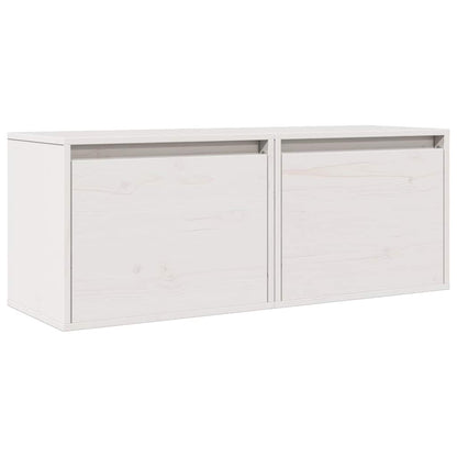 Pensili Bianchi 2 pz 45x30x35 cm in Legno Massello di Pino
