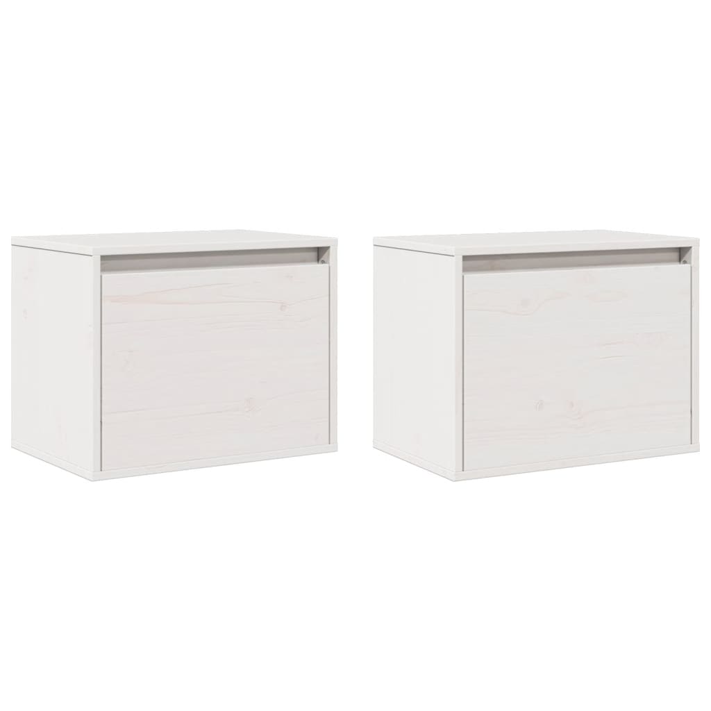 Pensili Bianchi 2 pz 45x30x35 cm in Legno Massello di Pino | homemem39