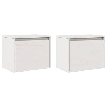 Pensili Bianchi 2 pz 45x30x35 cm in Legno Massello di Pino | homemem39