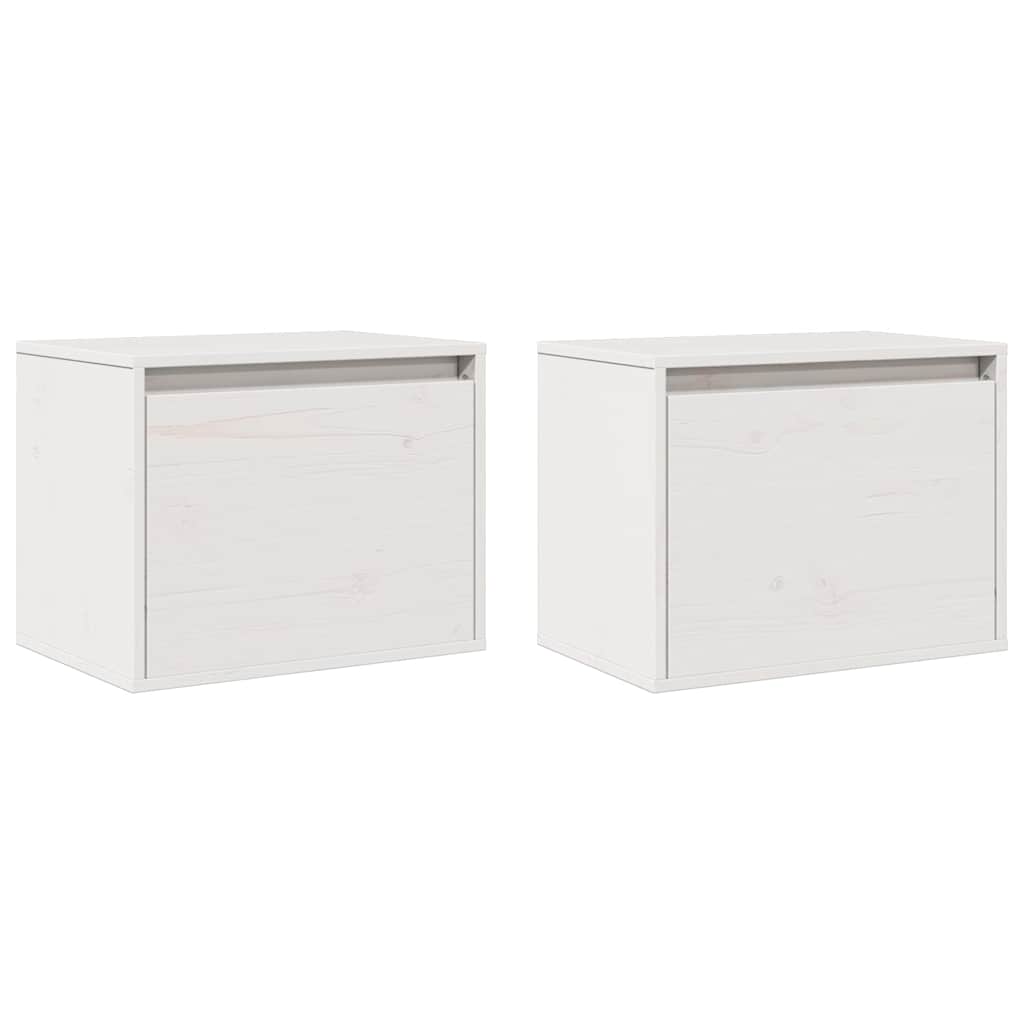 Pensili Bianchi 2 pz 45x30x35 cm in Legno Massello di Pino