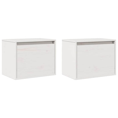 Pensili Bianchi 2 pz 45x30x35 cm in Legno Massello di Pino