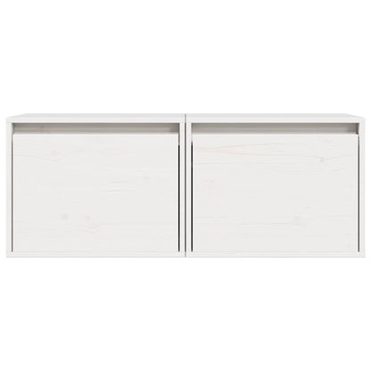 Pensili Bianchi 2 pz 45x30x35 cm in Legno Massello di Pino | homemem39