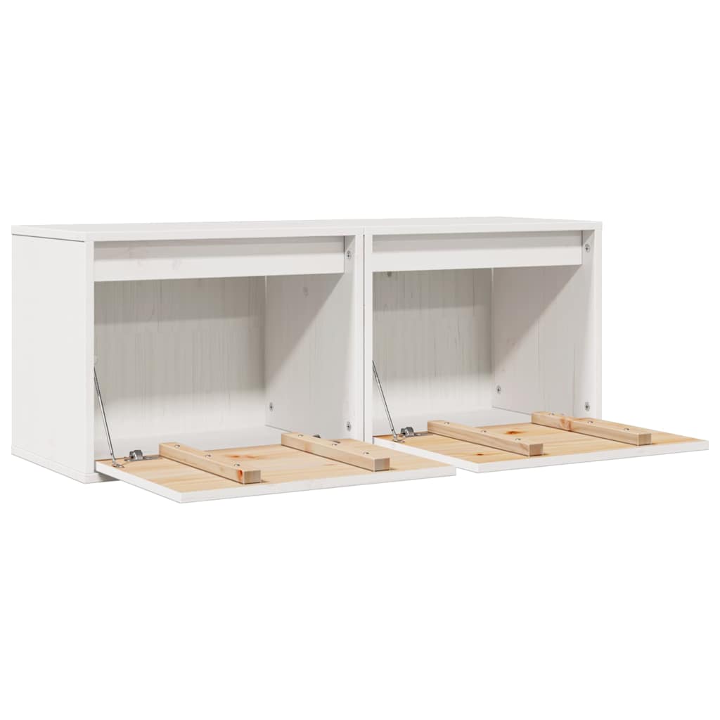Pensili Bianchi 2 pz 45x30x35 cm in Legno Massello di Pino