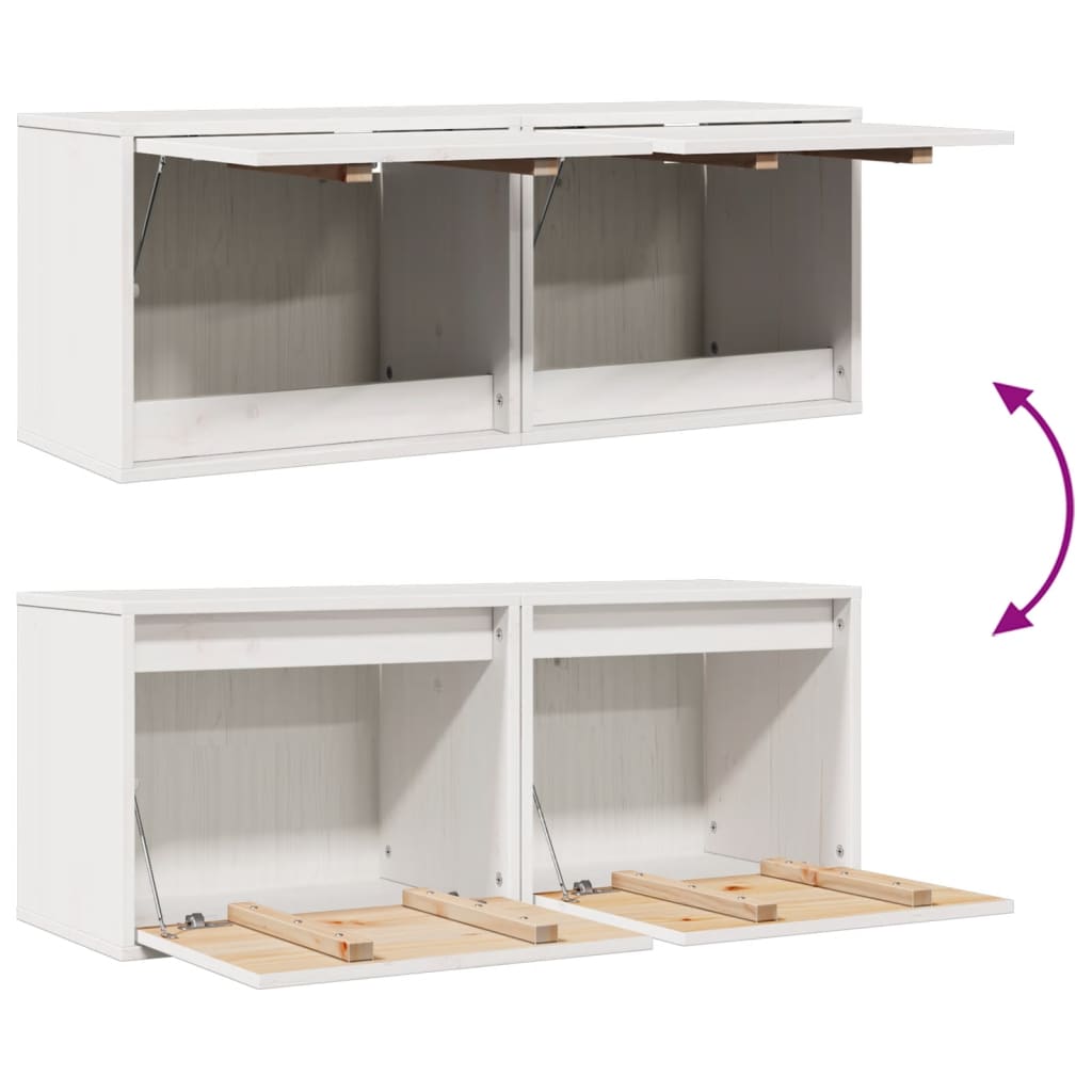Pensili Bianchi 2 pz 45x30x35 cm in Legno Massello di Pino | homemem39