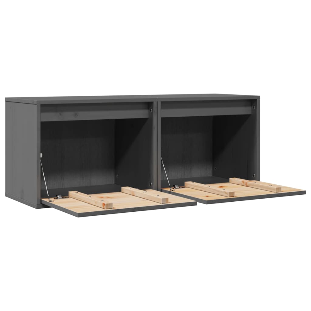 Pensili Grigi 2 pz 45x30x35 cm in Legno Massello di Pino | homemem39