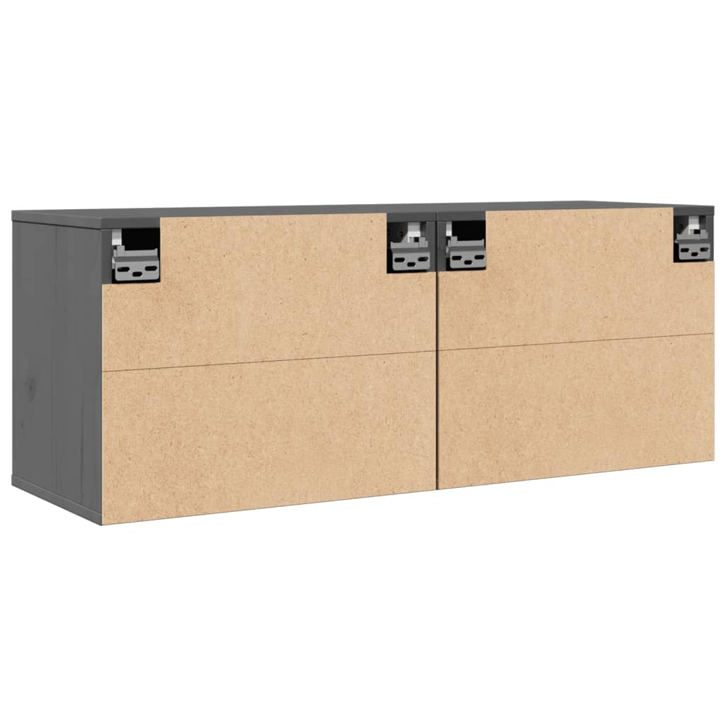 Pensili Grigi 2 pz 45x30x35 cm in Legno Massello di Pino | homemem39