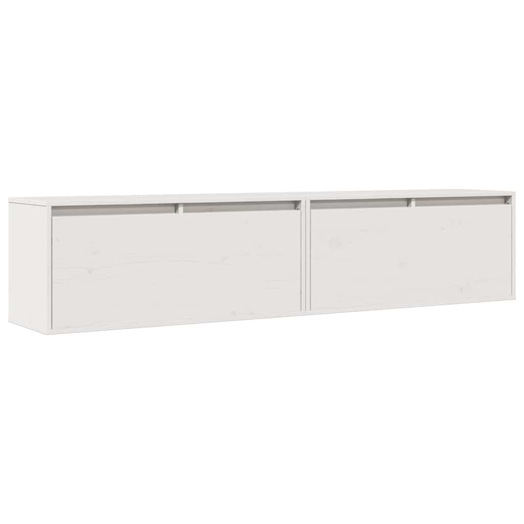 Pensili 2 pz Bianchi 80x30x35 cm in Legno Massello di Pino | homemem39