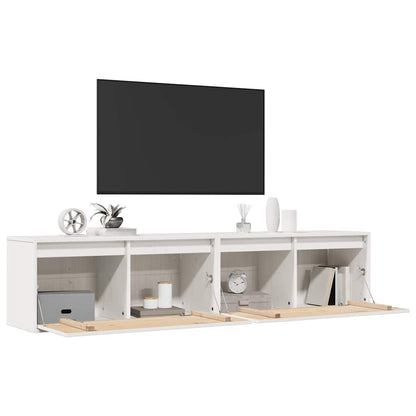 Pensili 2 pz Bianchi 80x30x35 cm in Legno Massello di Pino | homemem39