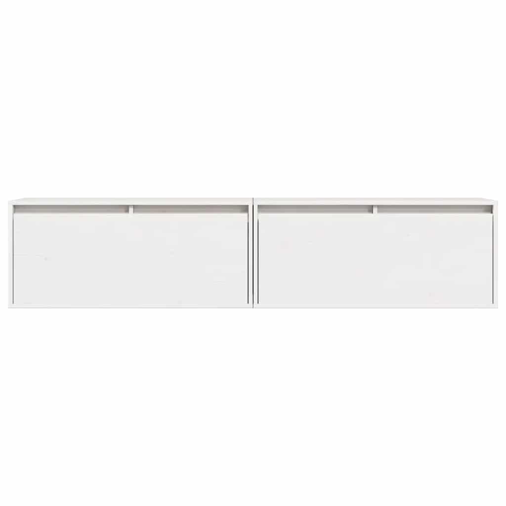 Pensili 2 pz Bianchi 80x30x35 cm in Legno Massello di Pino | homemem39