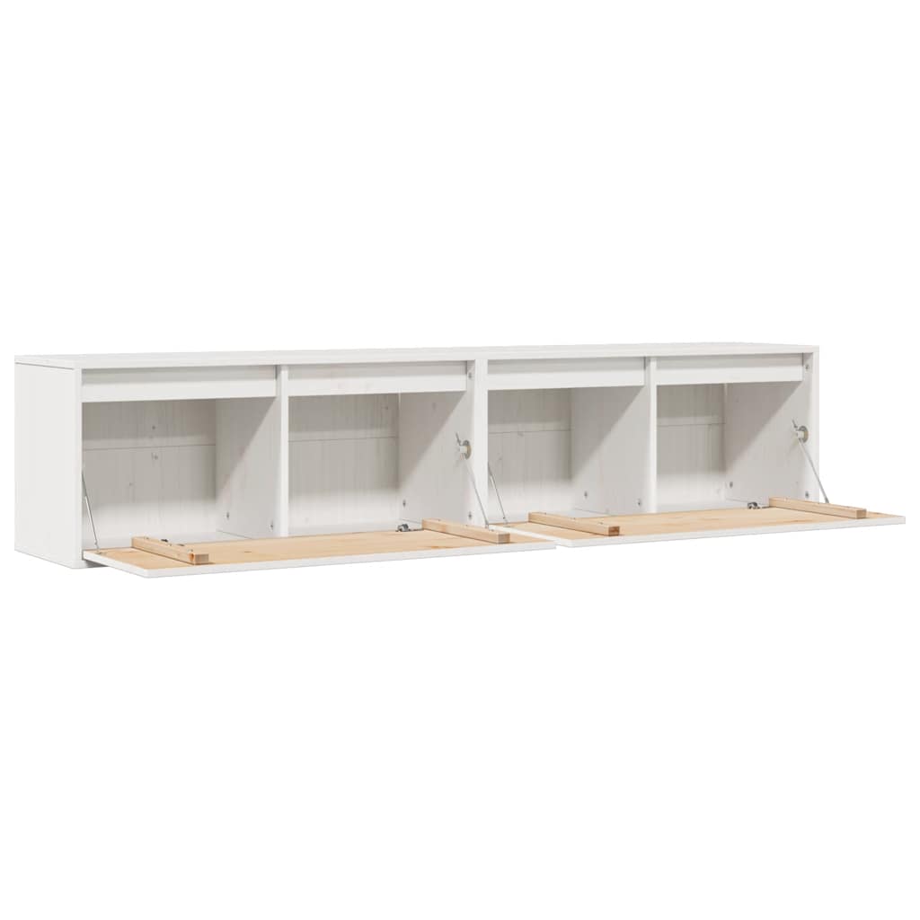 Pensili 2 pz Bianchi 80x30x35 cm in Legno Massello di Pino | homemem39